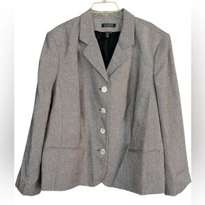 Lauren Ralph Lauren Jacket, 100%  Linen, Printed Buttons Sz 22W NWT. Quiet Lux.